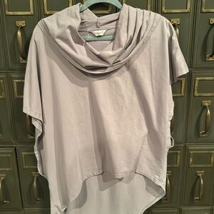 TRUE GRIT Women’s Cotton Knit Top. Light grey/rose color. Asymmetric sha…